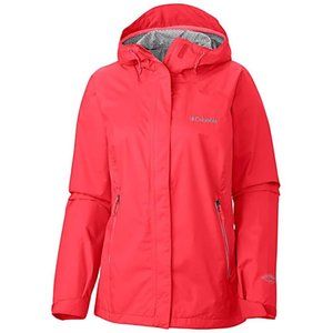 COLUMBIA Rainstomer Jacket Red Hibiscus Waterproof Breathable Rain Jacket Size S